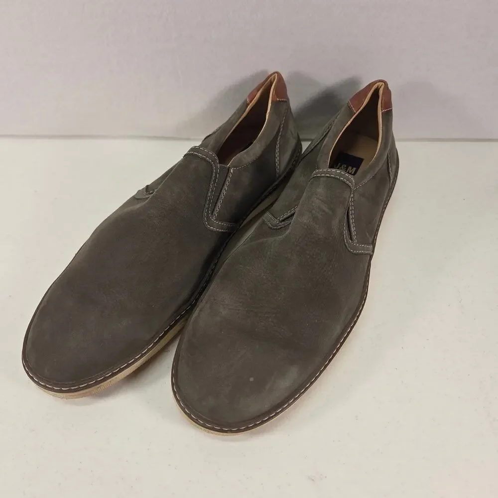 J&M Brown Leather Slip On Loafers Casual Comfort Shoes Mens 11M NWOT